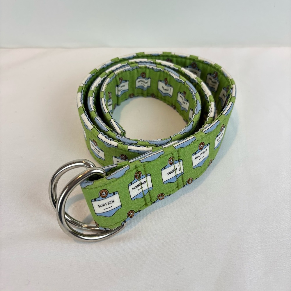 Vineyard Vines Nantucket Green Cotton Belt Men's S Adjustable D-Ring Preppy